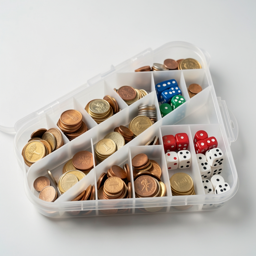 Bandejas modulares para fichas, monedas y dados de distintos tamaños